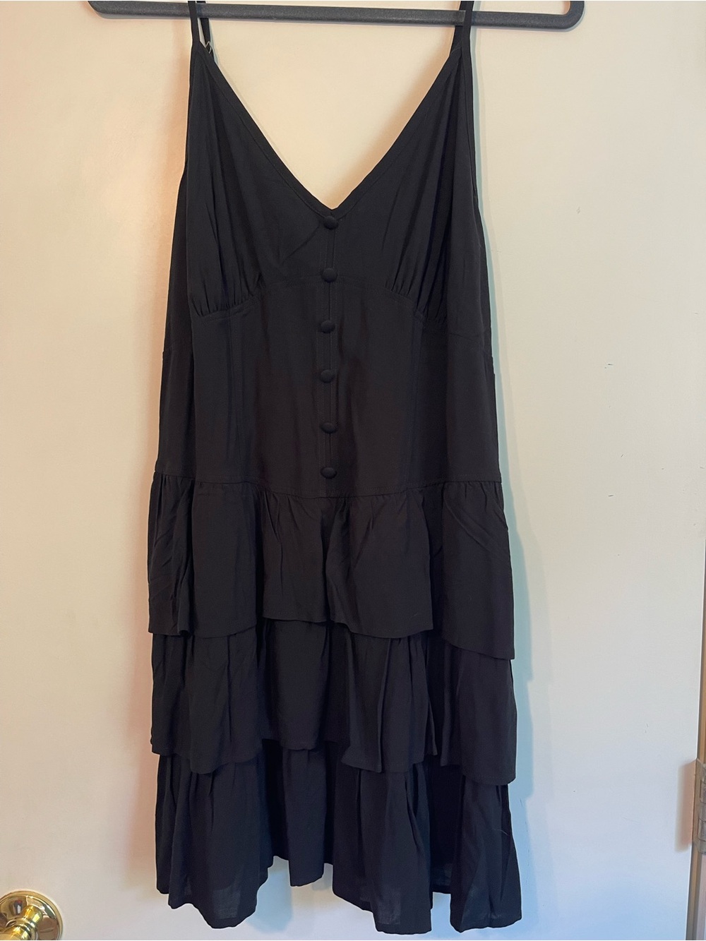 Black Tiered V-Neck Slip Dress